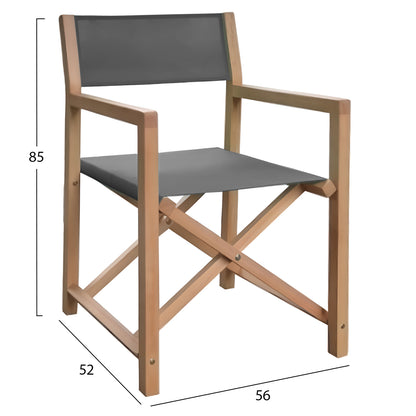 DIRECTOR'S CHAIR SOUL HM6524.01 ACACIA WOOD IN NATURAL--GREY TEXTILENE 56x52x85Hcm.