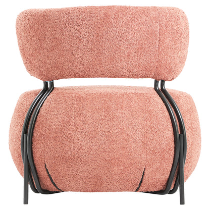 LOUNGE CHAIR ROUND KARSEN HM9598.02 PINK BOUCLE FABRIC 75x75x75H cm.