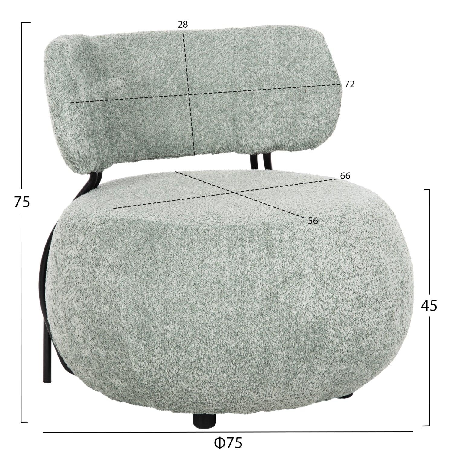 LOUNGE CHAIR ROUND KARSEN HM9598.05 PISTACHIO GREEN BOUCLE FABRIC 75x75x75Hcm.