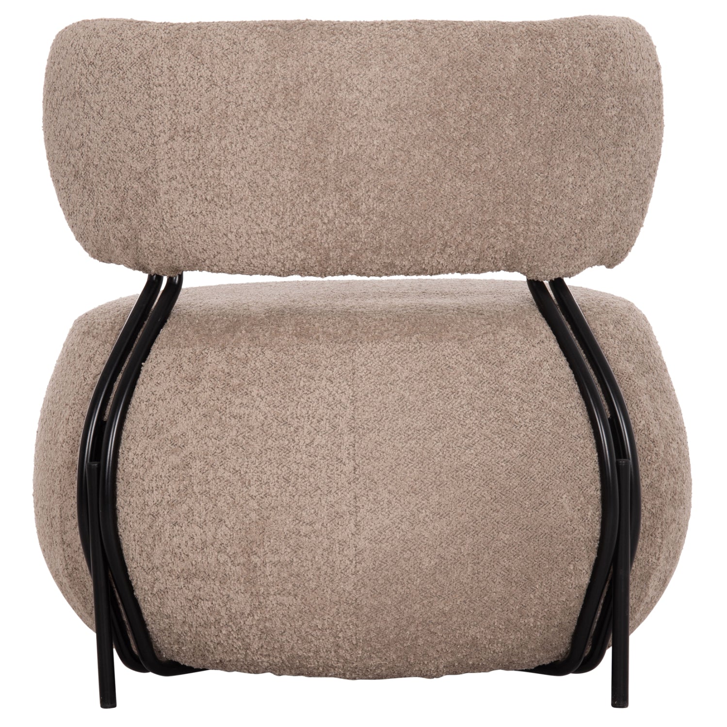 LOUNGE CHAIR ROUND KARSEN HM9598.08 DARK BEIGE BOUCLE FABRIC 79x82x74Hcm.