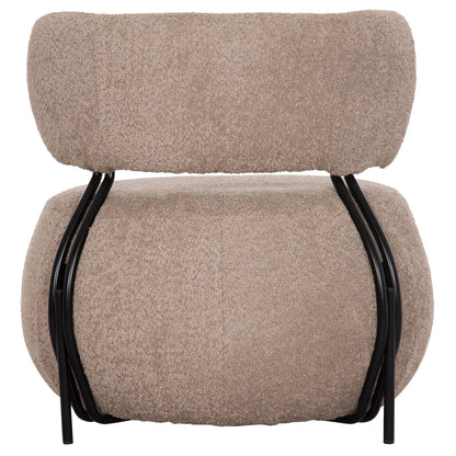 LOUNGE CHAIR ROUND KARSEN HM9598.08 DARK BEIGE BOUCLE FABRIC 79x82x74Hcm.