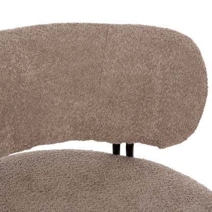 LOUNGE CHAIR ROUND KARSEN HM9598.08 DARK BEIGE BOUCLE FABRIC 79x82x74Hcm.