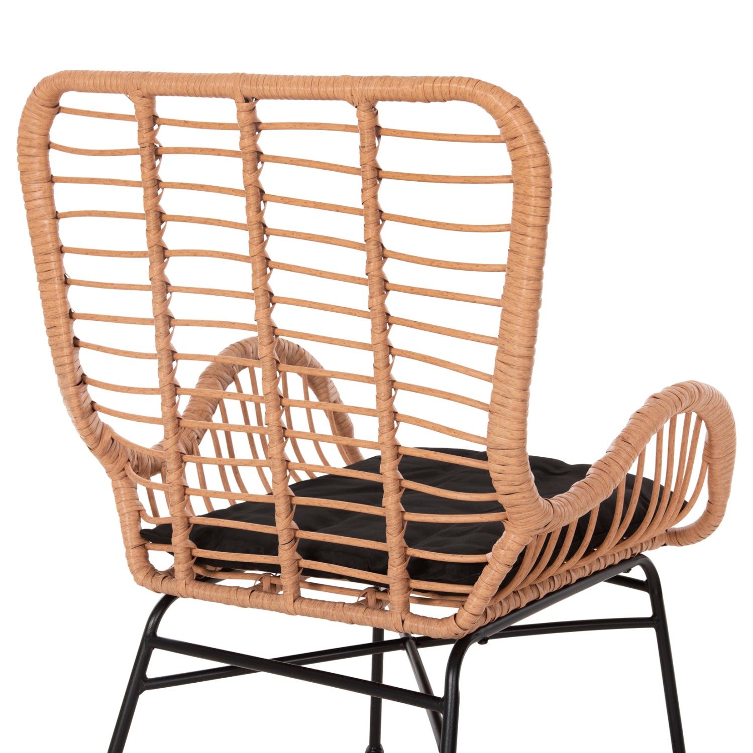 OUTDOOR ARMCHAIR BERGERE STYLE ALLEGRA HM5704.11 P.E.RATTAN BEIGE-BLACK METAL FRAME 66x59x90Hcm.
