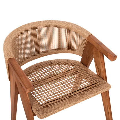 DINING CHAIR BRANN HM18238 TEAK WOOD IN NATURAL-SYNTHETIC ROPE 60x67x76Hcm.
