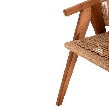 DINING CHAIR BRANN HM18238 TEAK WOOD IN NATURAL-SYNTHETIC ROPE 60x67x76Hcm.