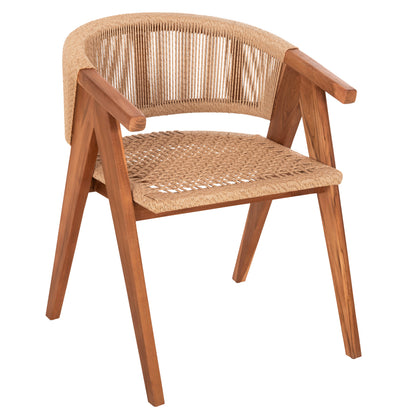 DINING CHAIR BRANN HM18238 TEAK WOOD IN NATURAL-SYNTHETIC ROPE 60x67x76Hcm.