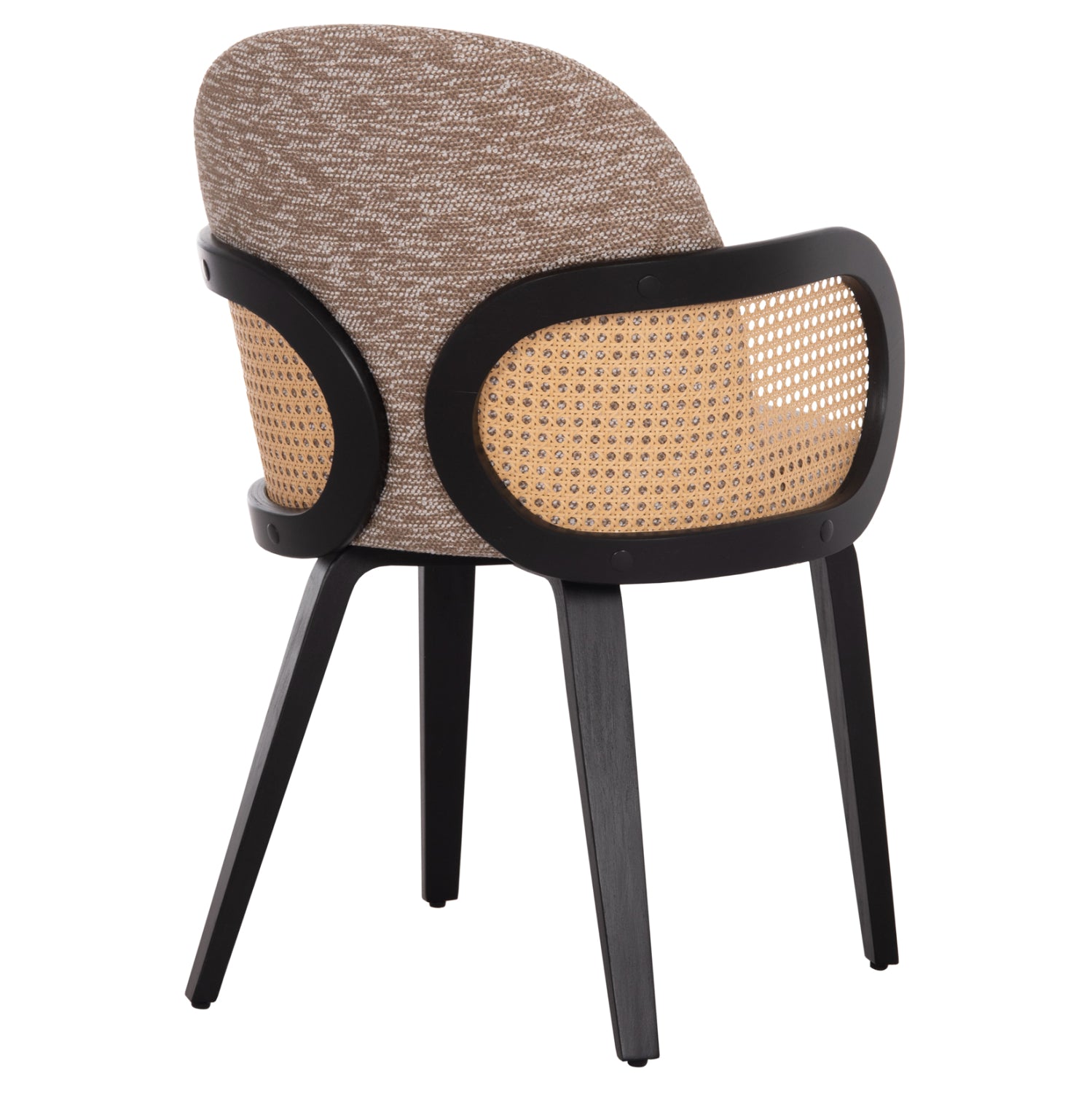 DINING CHAIR BECKER HM18246.03 PLYWOOD IN BLACK--FABRIC IN BROWN 54x62x79Hcm.