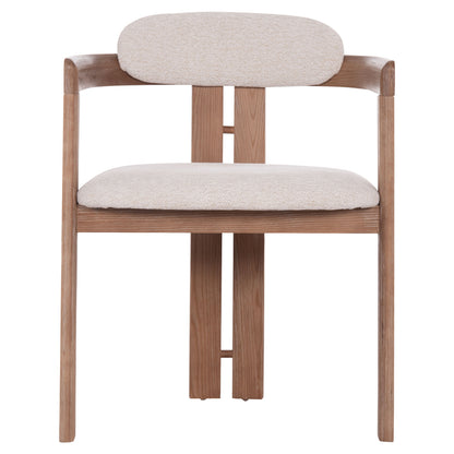 DINING CHAIR KALL HM18247.01 BEIGE FABRIC--MATTE WHITEWASH PLYWOOD 56x45x73Hcm.