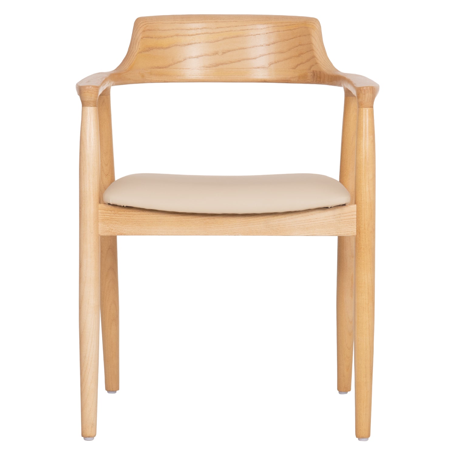 DINING CHAIR TARGA HM18336.11 RUBBERWOOD IN NATURAL (BEECH) COLOR--PU SEAT IN ECRU 58x54x78Hcm