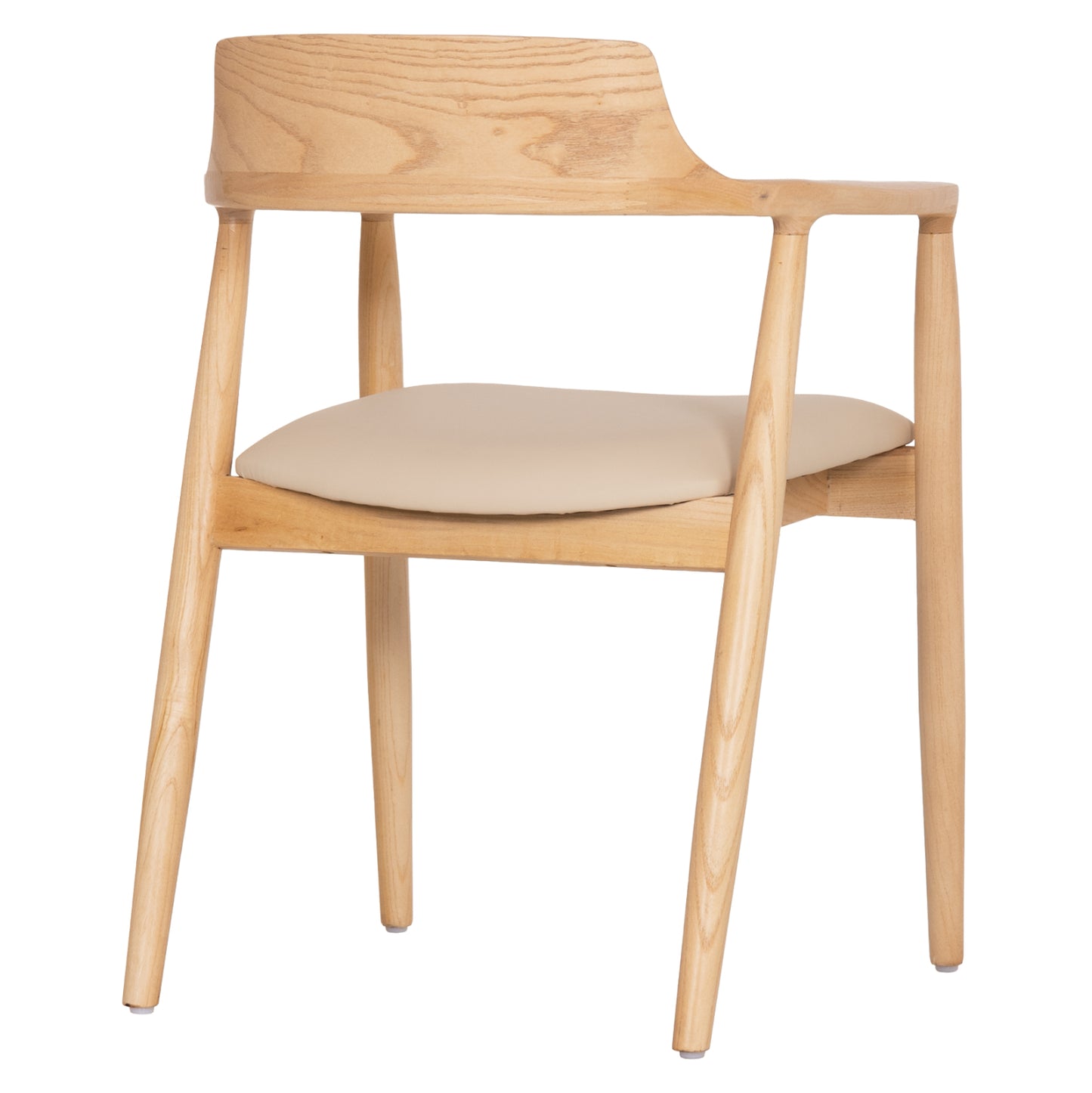 DINING CHAIR TARGA HM18336.11 RUBBERWOOD IN NATURAL (BEECH) COLOR--PU SEAT IN ECRU 58x54x78Hcm