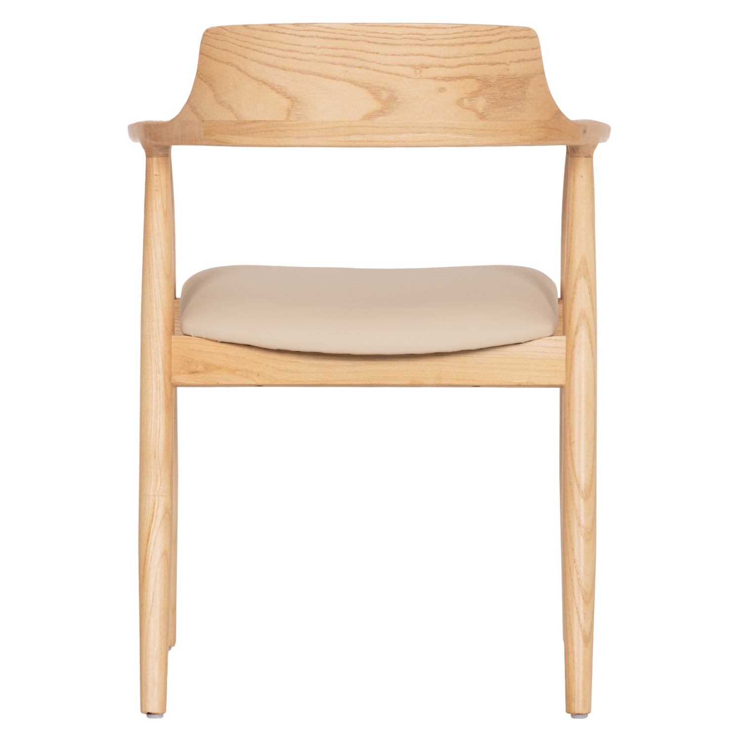 DINING CHAIR TARGA HM18336.11 RUBBERWOOD IN NATURAL (BEECH) COLOR--PU SEAT IN ECRU 58x54x78Hcm