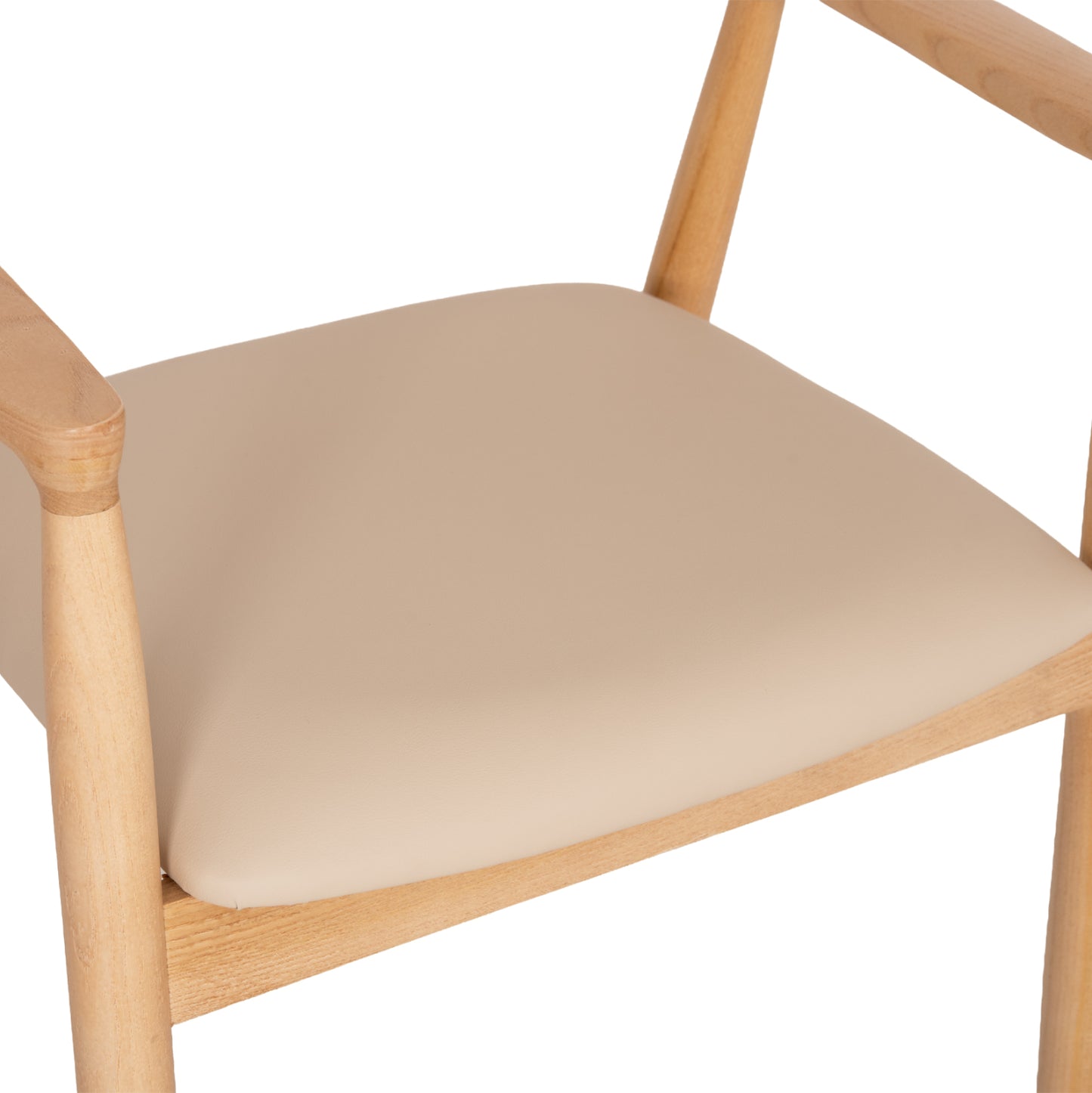 DINING CHAIR TARGA HM18336.11 RUBBERWOOD IN NATURAL (BEECH) COLOR--PU SEAT IN ECRU 58x54x78Hcm
