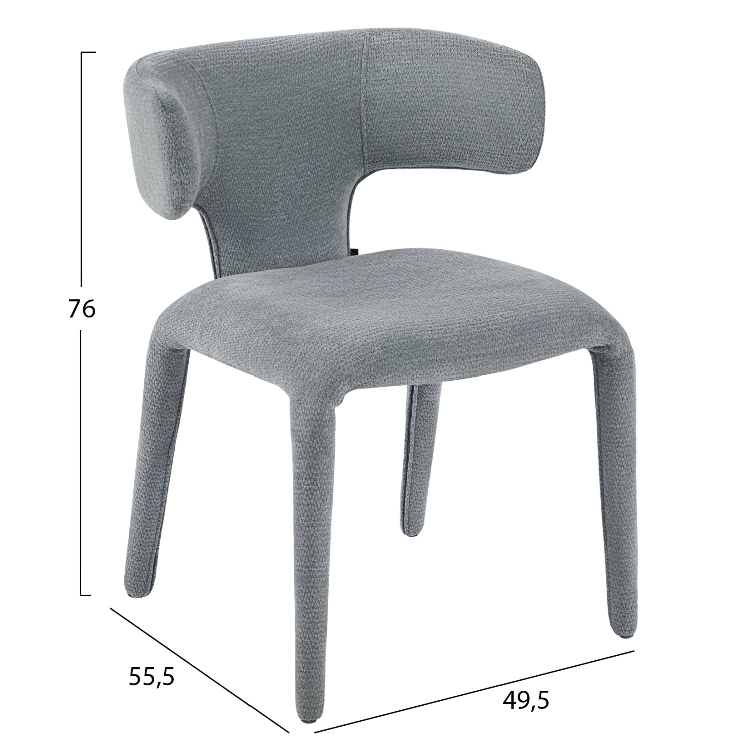 DINING ARMCHAIR BIEN HM18361.01 LIGHT GREY FABRIC 49.5x55.5x76Hcm.
