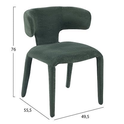 DINING ARMCHAIR BIEN HM18361.04 GREEN FABRIC 49.5x55.5x76Hcm.