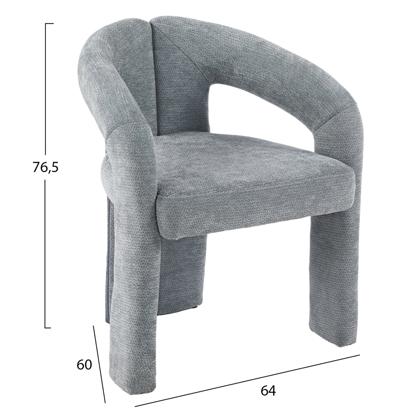 DINING CHAIR NEZA HM18362.01 LIGHT GREY LINEN FABRIC 64x50x76.5Hcm.