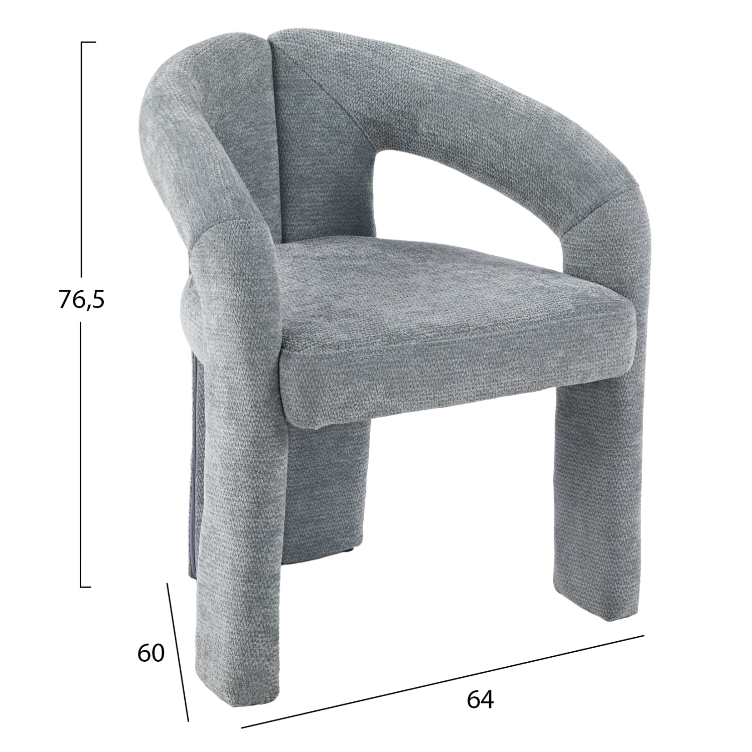 DINING CHAIR NEZA HM18362.01 LIGHT GREY LINEN FABRIC 64x50x76.5Hcm.