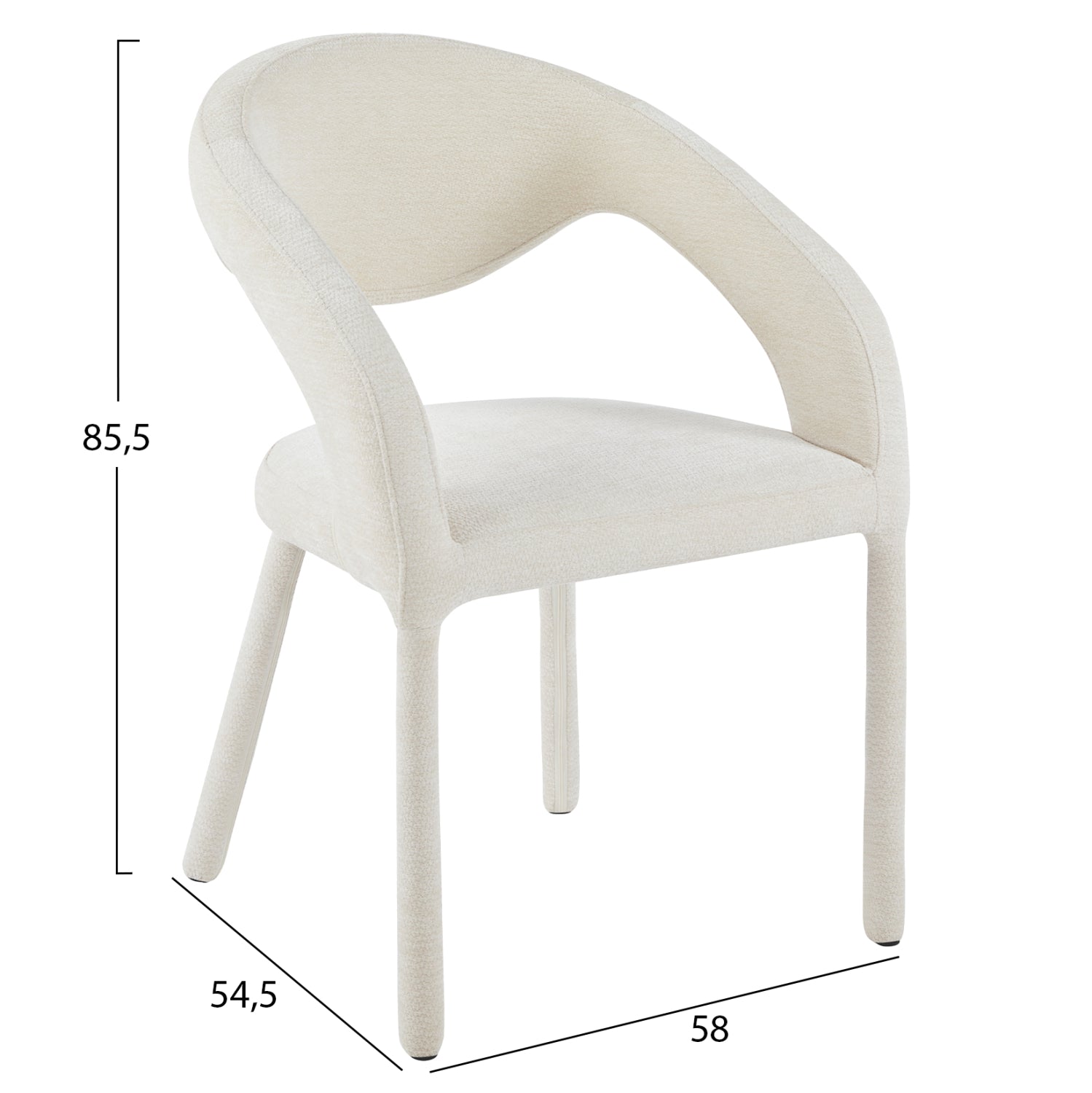 DINING CHAIR OFILIA HM18363.02 ECRU LINEN FABRIC 58x54.5x85.5Hcm
