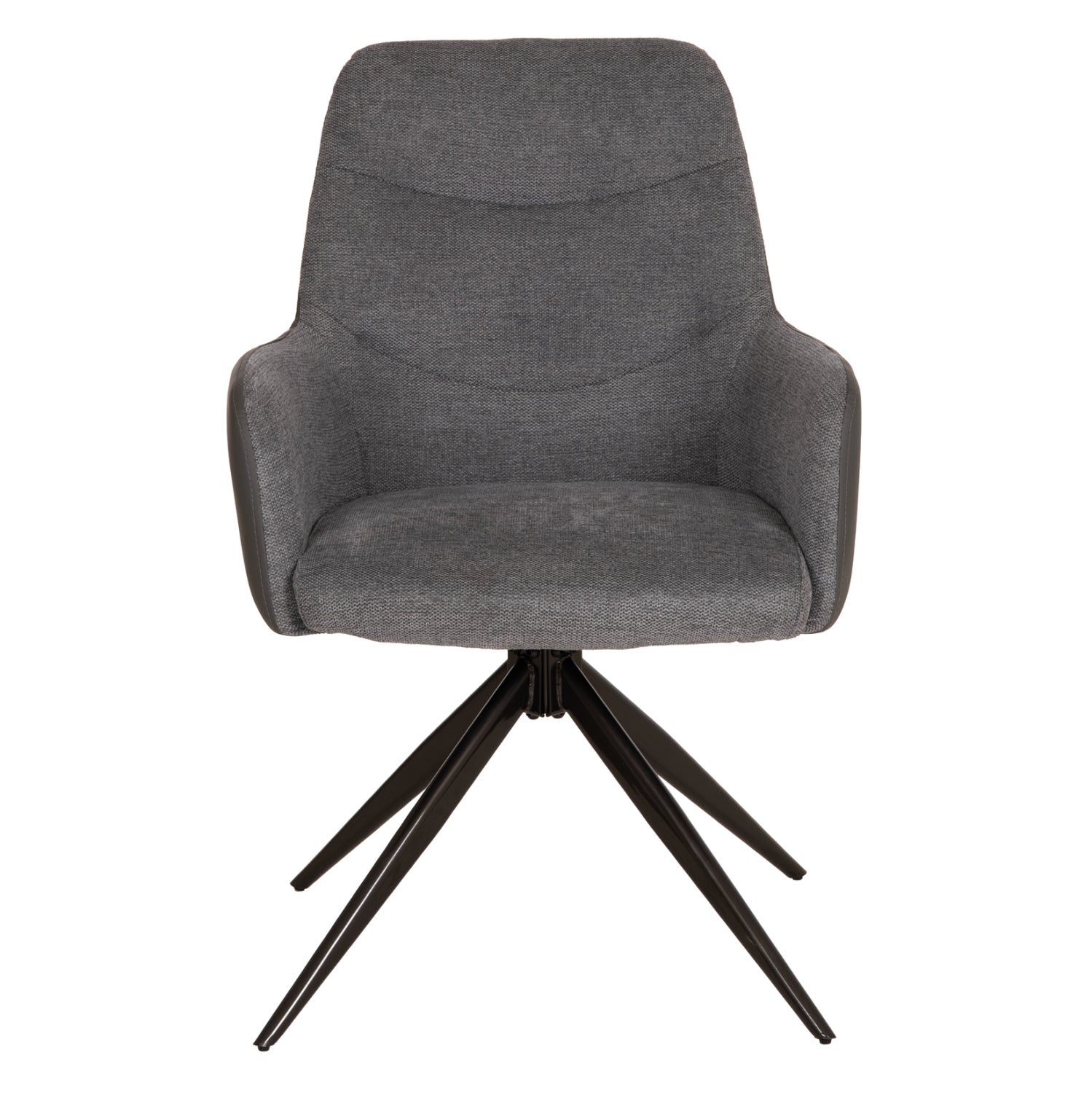DINING CHAIR VANTER HM18409.01 FABRIC & PU IN GREY--BLACK METAL LEGS 58x65x84Hcm