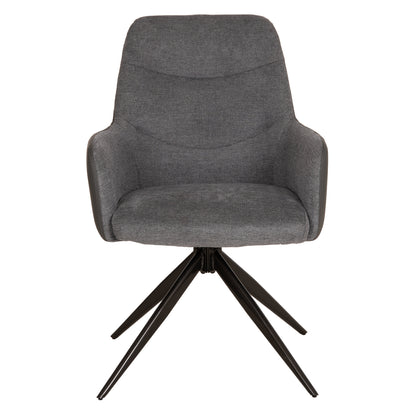 DINING CHAIR VANTER HM18409.01 FABRIC & PU IN GREY--BLACK METAL LEGS 58x65x84Hcm