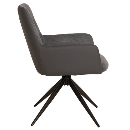 DINING CHAIR VANTER HM18409.01 FABRIC & PU IN GREY--BLACK METAL LEGS 58x65x84Hcm