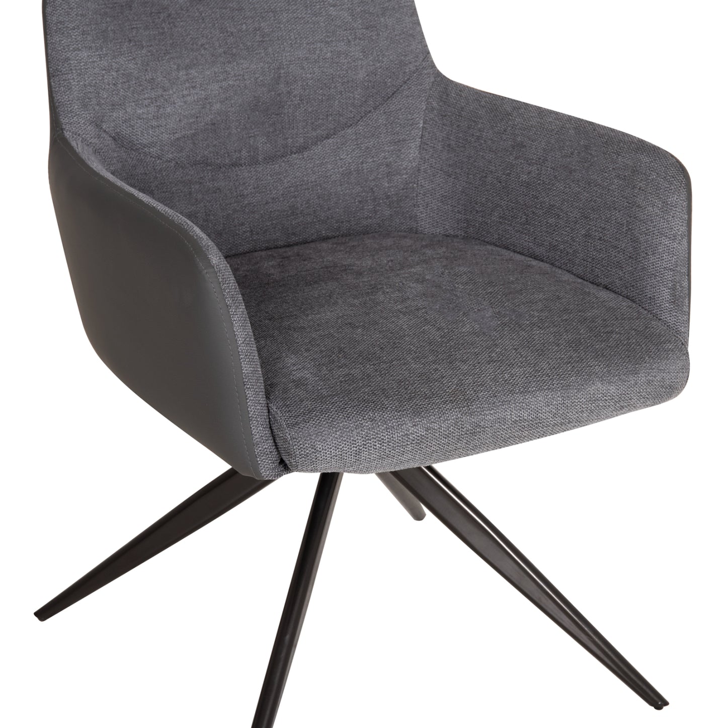 DINING CHAIR VANTER HM18409.01 FABRIC & PU IN GREY--BLACK METAL LEGS 58x65x84Hcm