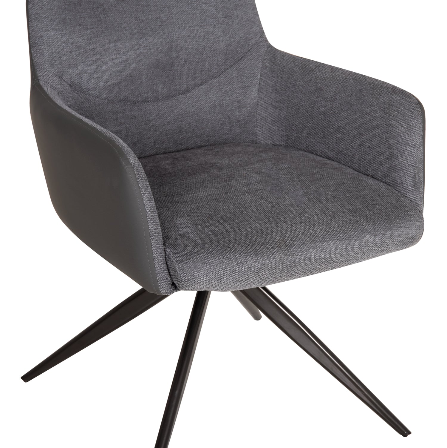 DINING CHAIR VANTER HM18409.01 FABRIC & PU IN GREY--BLACK METAL LEGS 58x65x84Hcm