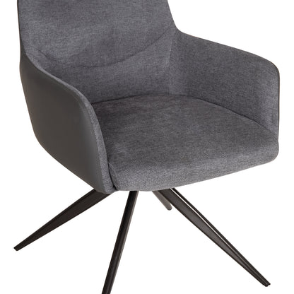 DINING CHAIR VANTER HM18409.01 FABRIC & PU IN GREY--BLACK METAL LEGS 58x65x84Hcm