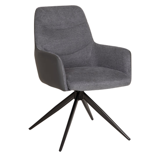 DINING CHAIR VANTER HM18409.01 FABRIC & PU IN GREY--BLACK METAL LEGS 58x65x84Hcm