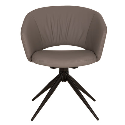 DINING CHAIR ANNEL HM18413.01 PU LEATHER IN GREY--BLACK METAL LEGS 63x63x74Hcm
