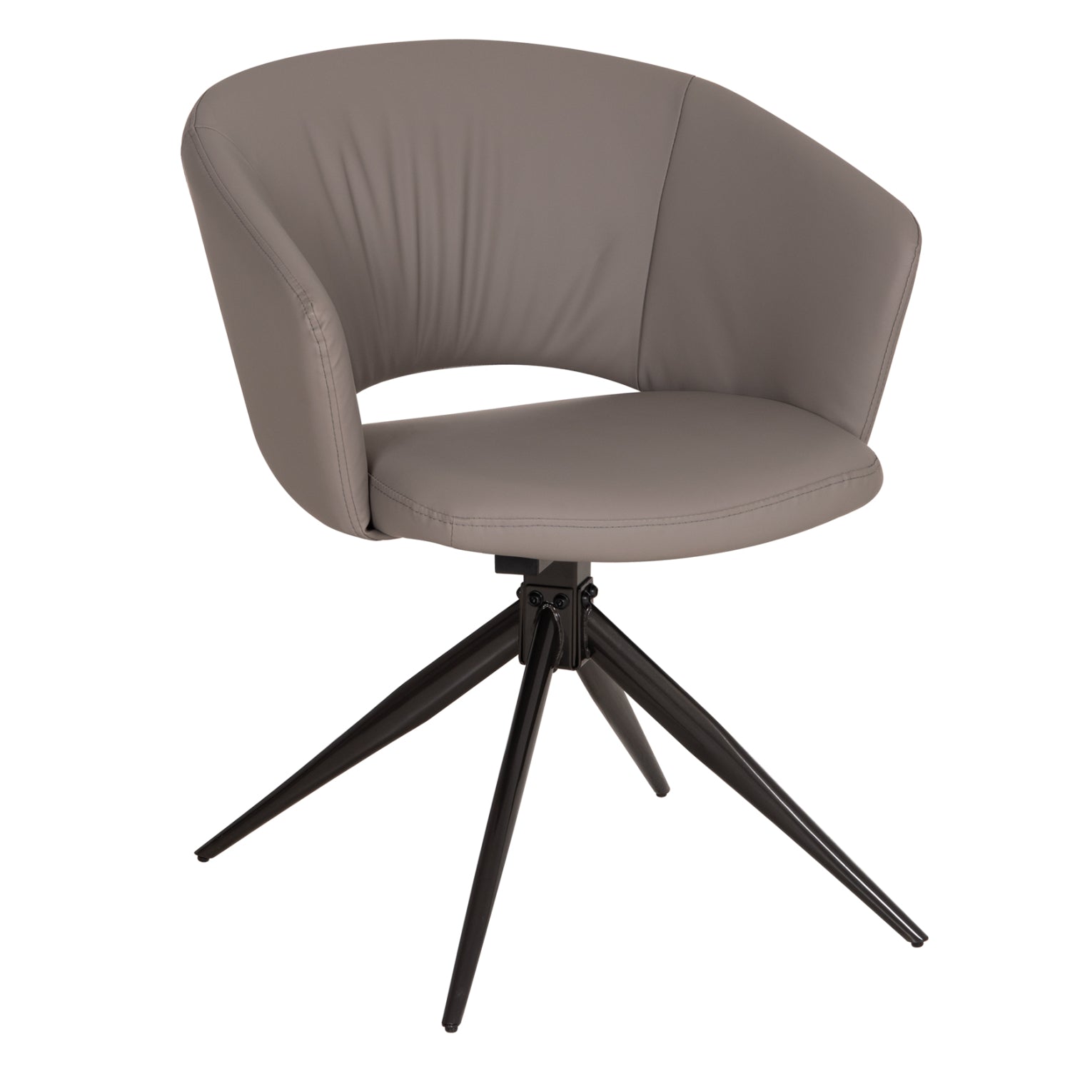 DINING CHAIR ANNEL HM18413.01 PU LEATHER IN GREY--BLACK METAL LEGS 63x63x74Hcm