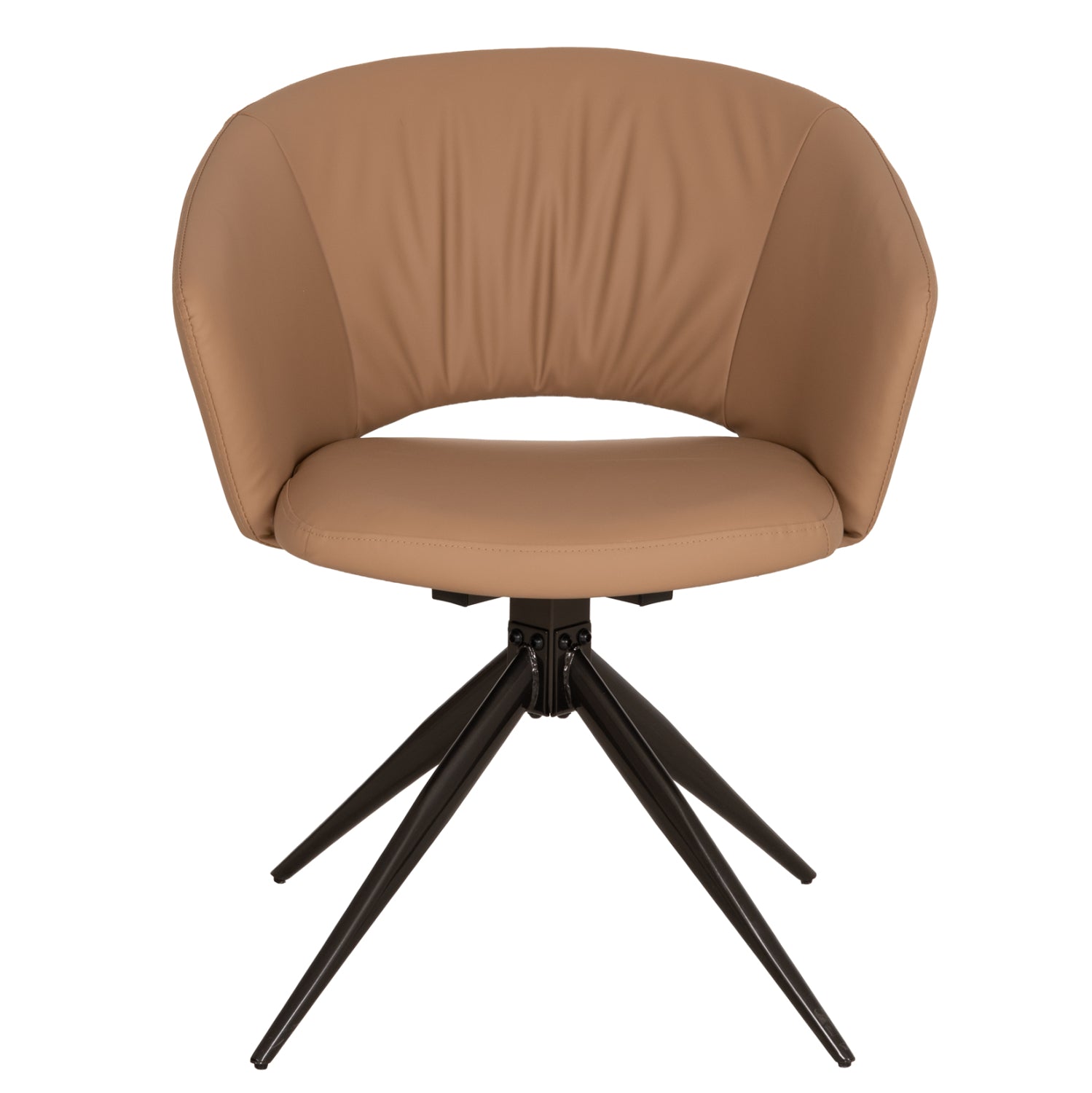 DINING CHAIR ANNEL HM18413.02 PU LEATHER IN MOCHA (LATTE)--BLACK METAL LEGS 63x63x74Hcm
