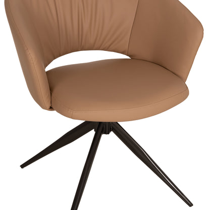 DINING CHAIR ANNEL HM18413.02 PU LEATHER IN MOCHA (LATTE)--BLACK METAL LEGS 63x63x74Hcm