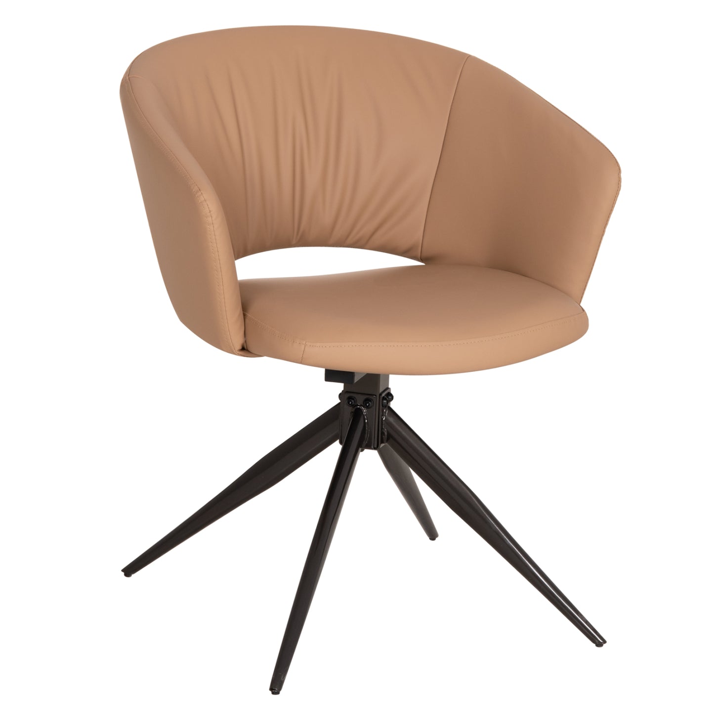 DINING CHAIR ANNEL HM18413.02 PU LEATHER IN MOCHA (LATTE)--BLACK METAL LEGS 63x63x74Hcm
