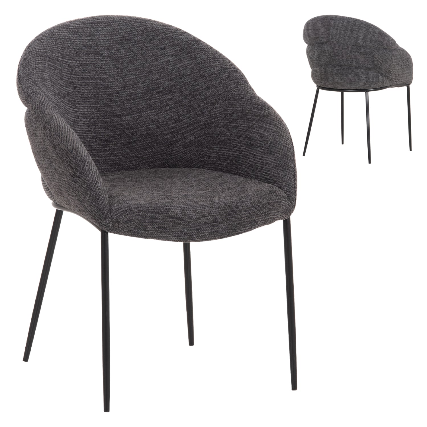 DINING CHAIR DRENNY HM18424.01 GREY FABRIC-METAL BLACK LEGS 62x63x85Hcm.