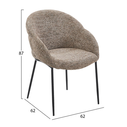DINING CHAIR DRENNY HM18424.03 TAUPE FABRIC-METAL BLACK LEGS 62x63x85Hcm.