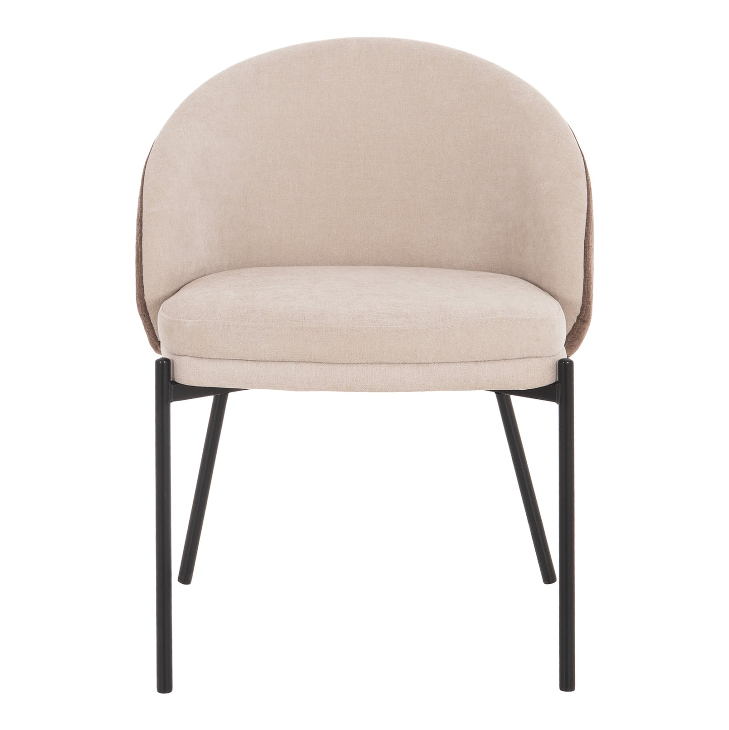 DINING CHAIR DETTON HM18426.02 BROWN/LIGHT BEIGE FABRIC-METAL BLACK LEGS 58x56x76Hcm.