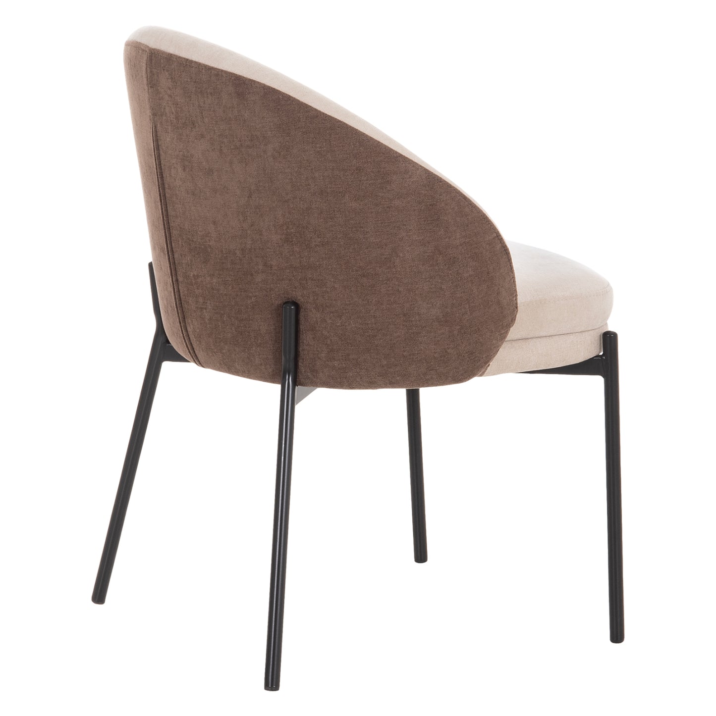 DINING CHAIR DETTON HM18426.02 BROWN/LIGHT BEIGE FABRIC-METAL BLACK LEGS 58x56x76Hcm.