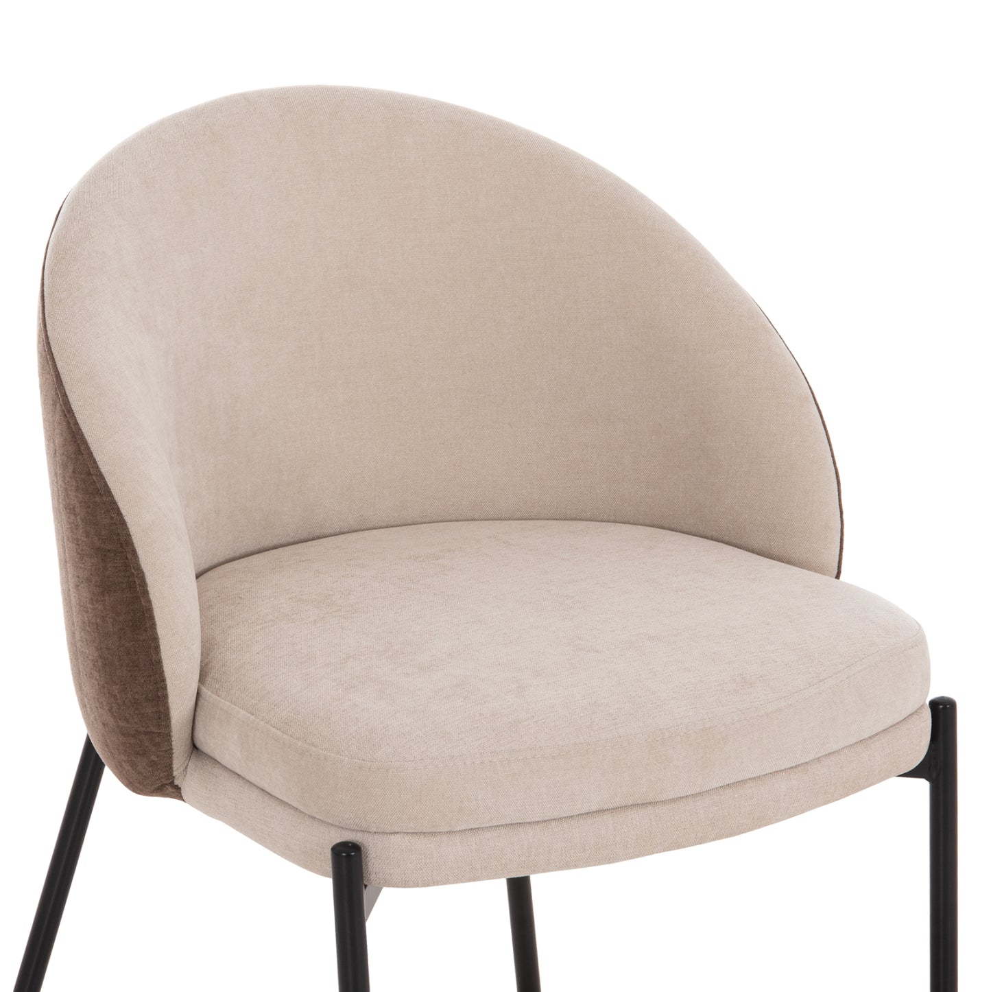 DINING CHAIR DETTON HM18426.02 BROWN/LIGHT BEIGE FABRIC-METAL BLACK LEGS 58x56x76Hcm.