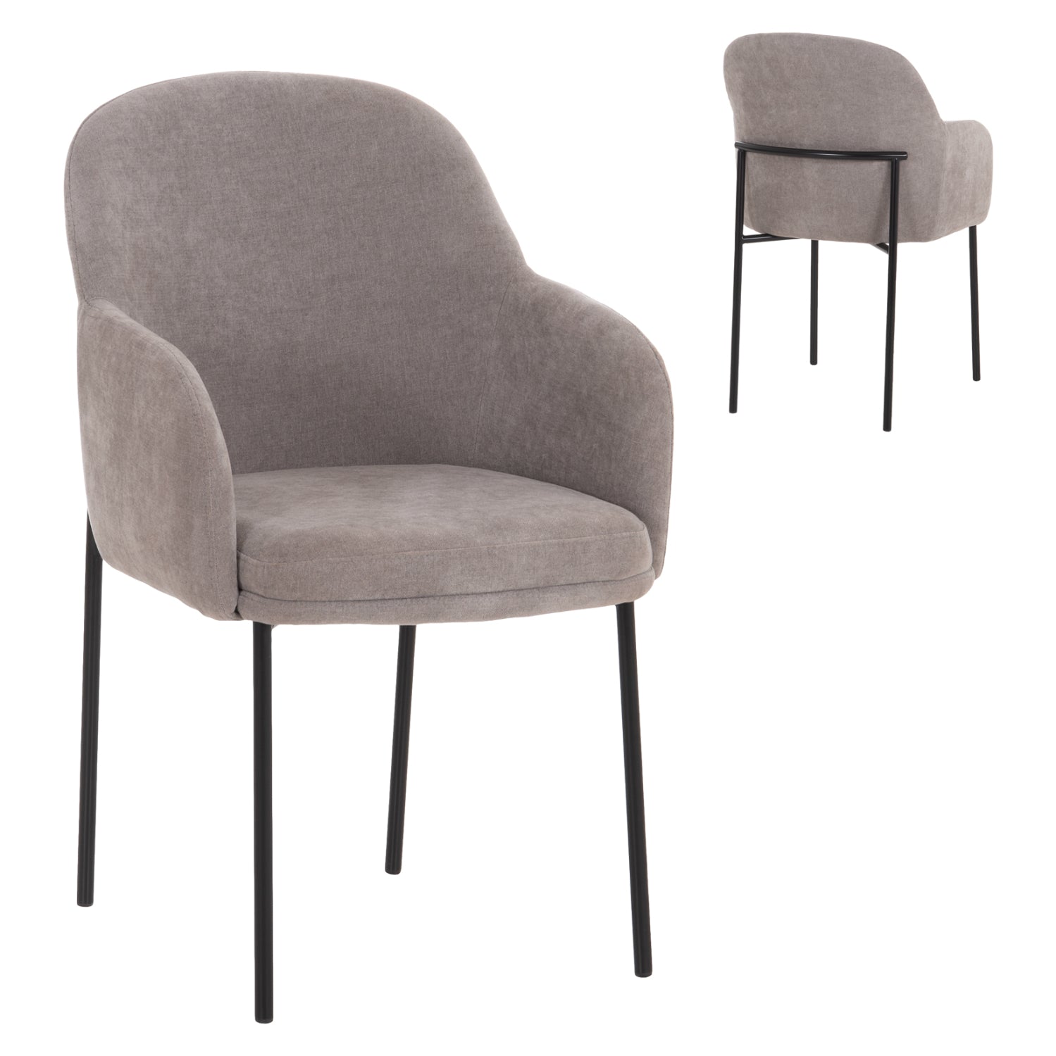 DINING CHAIR MANIDO HM18429.01 GREY FABRIC--BLACK METAL LEGS 54x61x87Hcm.