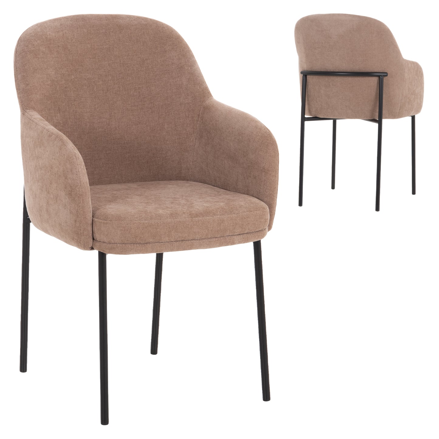 DINING CHAIR MANIDO HM18429.03 TAUPE FABRIC--BLACK METAL LEGS 54x61x87Hcm.
