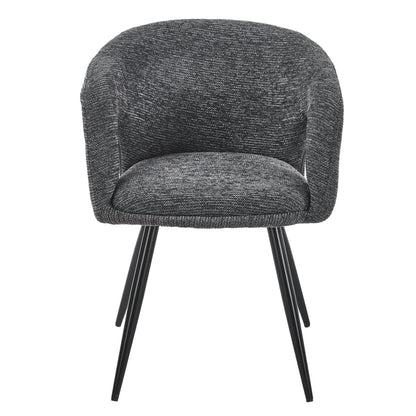 DINING CHAIR CORNEL HM18431.01 GREY FABRIC--BLACK METAL LEGS 59x56x79Hcm.