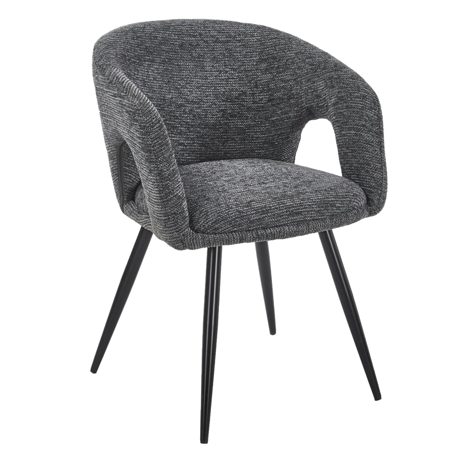 DINING CHAIR CORNEL HM18431.01 GREY FABRIC--BLACK METAL LEGS 59x56x79Hcm.