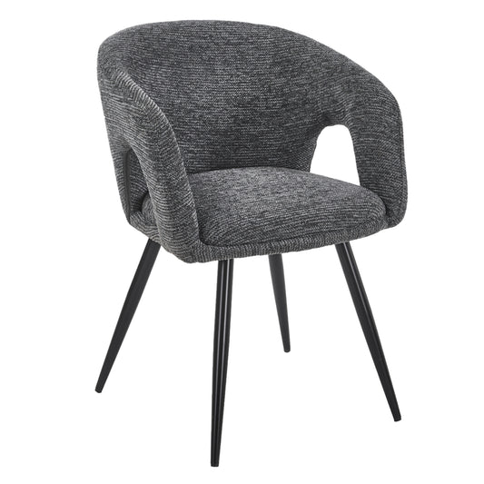 DINING CHAIR CORNEL HM18431.01 GREY FABRIC--BLACK METAL LEGS 59x56x79Hcm.