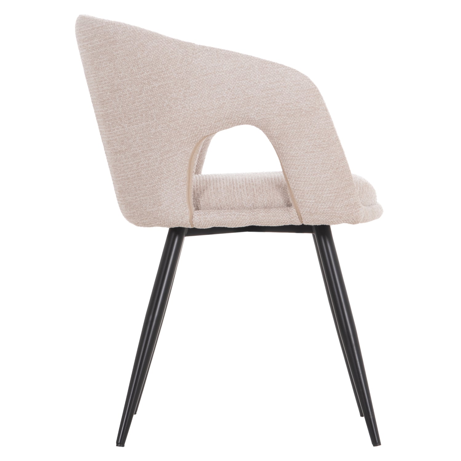 DINING CHAIR CORNEL HM18431.02 BEIGE FABRIC--BLACK METAL LEGS 59x56x79Hcm.