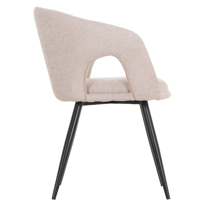 DINING CHAIR CORNEL HM18431.02 BEIGE FABRIC--BLACK METAL LEGS 59x56x79Hcm.