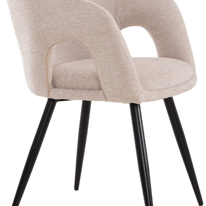 DINING CHAIR CORNEL HM18431.02 BEIGE FABRIC--BLACK METAL LEGS 59x56x79Hcm.