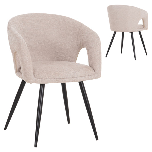 DINING CHAIR CORNEL HM18431.02 BEIGE FABRIC--BLACK METAL LEGS 59x56x79Hcm.