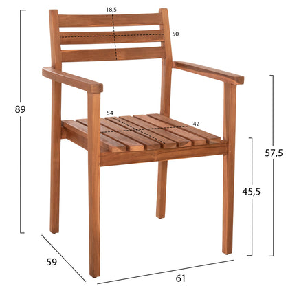 DINING ARMCHAIR HENDER HM6329 TEAK WOOD IN NATURAL COLOR 61x59x89Hcm.