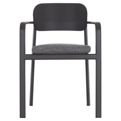 DINING CHAIR ELARA HM6414.01 GREY ALUMINUM-OLEFIN FABRIC--TEAK WOOD 56x62x78Hcm.