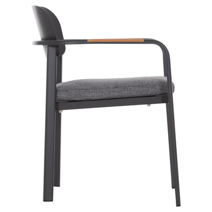 DINING CHAIR ELARA HM6414.01 GREY ALUMINUM-OLEFIN FABRIC--TEAK WOOD 56x62x78Hcm.
